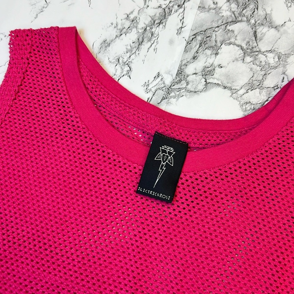 Electric Rose Hot Pink Ladies Mesh Muscle Shirt/Running Top - 1101